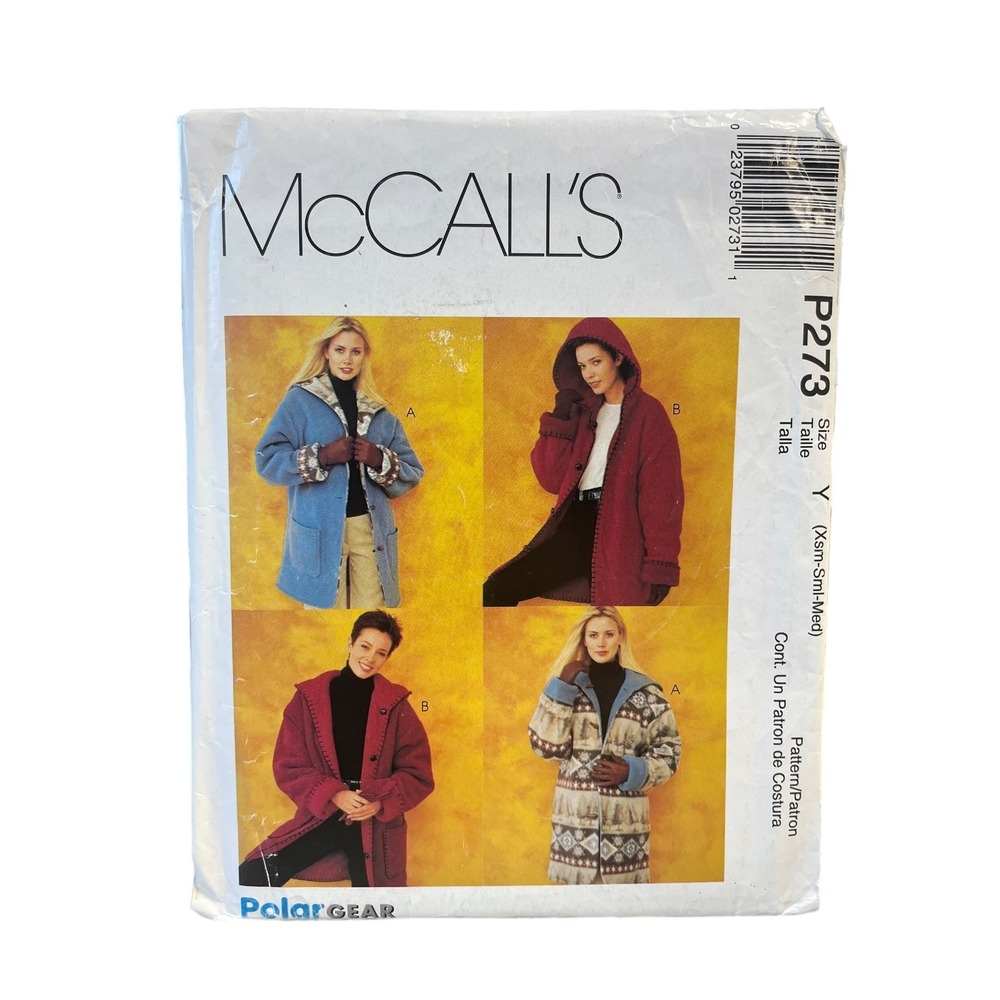 McCall's Sewing Pattern Misses XS-S-M Reversible Hooded Jacket P273 Vintage